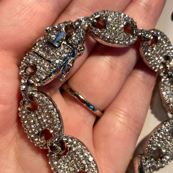 Gold Plated Crystals Hip Hop Bracelet - Picture 3 of 4